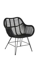 ARMCHAIR BLACK RATTAN 64 - CHAIRS, STOOLS